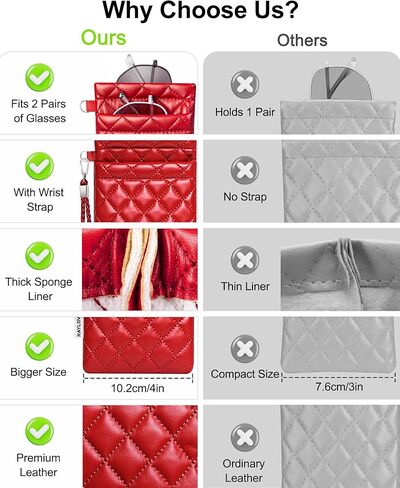 RayLove Glasses Case Double Eyeglass Case for Women Men Soft Glasses Case with Carrying Strap and Cleaning Cloth in Saudi Arabia