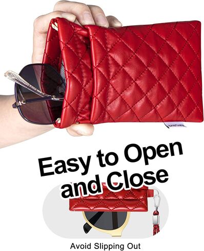 RayLove Glasses Case Double Eyeglass Case for Women Men Soft Glasses Case with Carrying Strap and Cleaning Cloth in Saudi Arabia