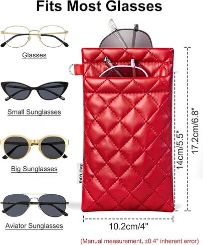 RayLove Glasses Case Double Eyeglass Case for Women Men Soft Glasses Case with Carrying Strap and Cleaning Cloth in Saudi Arabia