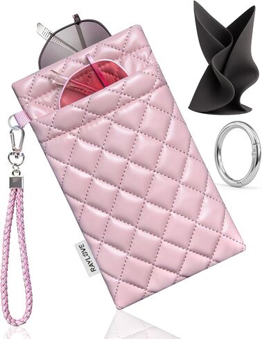 RayLove Glasses Case Double Eyeglass Case for Women Men Soft Glasses Case with Carrying Strap and Cleaning Cloth in Saudi Arabia