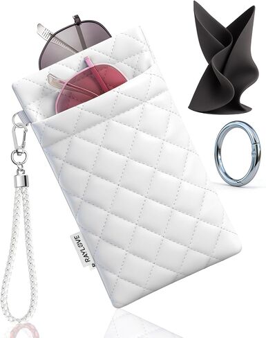 RayLove Glasses Case Double Eyeglass Case for Women Men Soft Glasses Case with Carrying Strap and Cleaning Cloth in Saudi Arabia