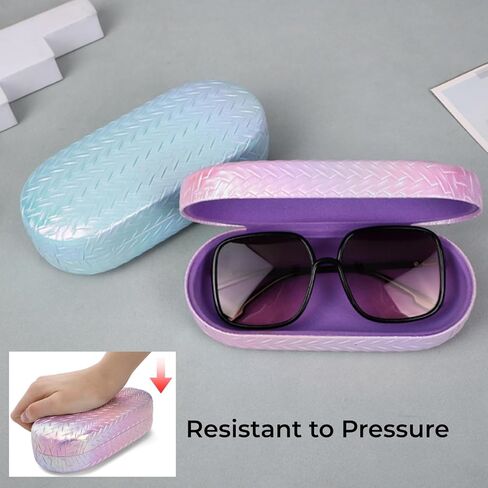 5 Pack Hard Shell Sunglasses Cases, Large Protective Eye Glasses Case, Cute PU Leather Eyeglasses Pouch, Portable Woven Texture Sun Glass Storage Purse for Men, Women, Girls, Boys in Saudi Arabia