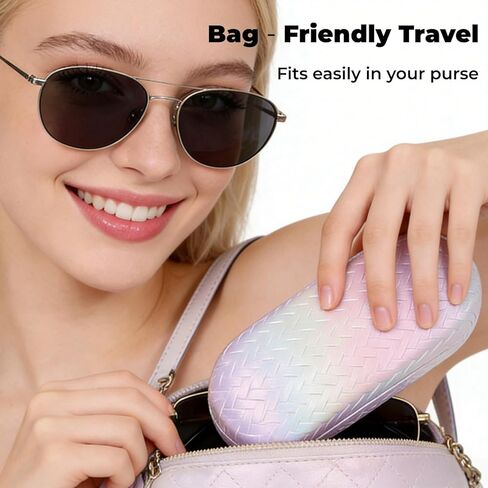 5 Pack Hard Shell Sunglasses Cases, Large Protective Eye Glasses Case, Cute PU Leather Eyeglasses Pouch, Portable Woven Texture Sun Glass Storage Purse for Men, Women, Girls, Boys in Saudi Arabia