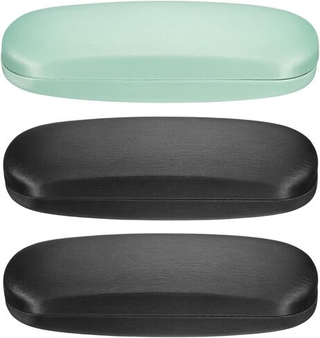 HARFINGTON 3pcs Eyeglass Case PU Leather Glasses Case Anti Scratch Glasses Case Hard Shell Eyeglasses Protector Cases Portable Computer Glasses Case for Women Men, Black Green in Saudi Arabia