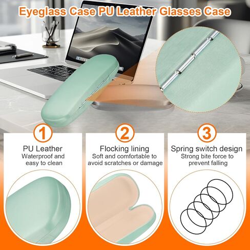 HARFINGTON 3pcs Eyeglass Case PU Leather Glasses Case Anti Scratch Glasses Case Hard Shell Eyeglasses Protector Cases Portable Computer Glasses Case for Women Men, Black Green in Saudi Arabia