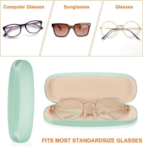 HARFINGTON 3pcs Eyeglass Case PU Leather Glasses Case Anti Scratch Glasses Case Hard Shell Eyeglasses Protector Cases Portable Computer Glasses Case for Women Men, Black Green in Saudi Arabia