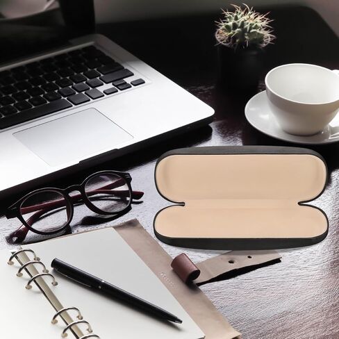 HARFINGTON 3pcs Eyeglass Case PU Leather Glasses Case Anti Scratch Glasses Case Hard Shell Eyeglasses Protector Cases Portable Computer Glasses Case for Women Men, Black Green in Saudi Arabia