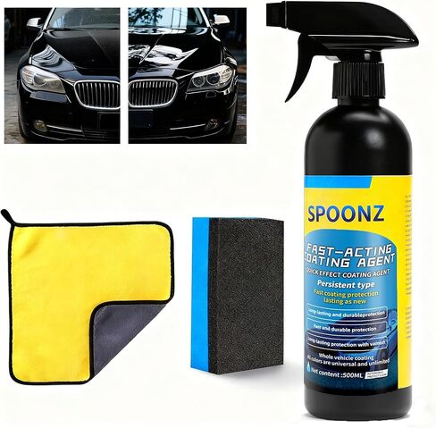 عامل طلاء سريع التأثير للسيارة 500 مل - بخاخ طلاء السيارة، وبخاخ تلميع، للعناية الخارجية بالسيارة وصيانة الخدوش - 17 أونصة (أسود) in Kuwait