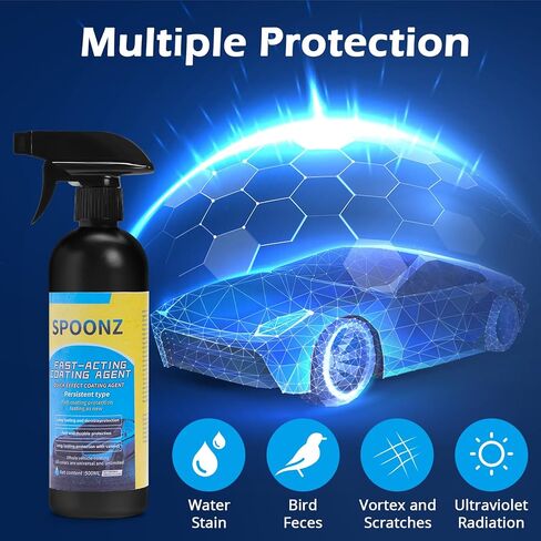 عامل طلاء سريع التأثير للسيارة 500 مل - بخاخ طلاء السيارة، وبخاخ تلميع، للعناية الخارجية بالسيارة وصيانة الخدوش - 17 أونصة (أسود) in Kuwait