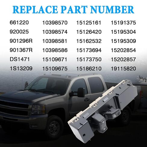 Front Right Passenger Window and lock Switch Controls Compatible With 2003-2006 Chevrolet Silverado, GMC Sierra, Cadillac Escalade and Yukon, 2003-2007 Hummer H2 Replace for 19115820 10398574 10398581 in Saudi Arabia
