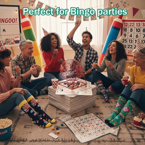 8 Pairs Bingo Socks for Women Men Funny Bingo Gifts for Game Lovers Novelty Crew Cotton Socks for Mom Dad Friends Families Coworkers in Kuwait