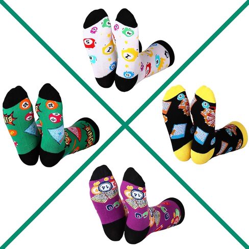 8 Pairs Bingo Socks for Women Men Funny Bingo Gifts for Game Lovers Novelty Crew Cotton Socks for Mom Dad Friends Families Coworkers in Kuwait