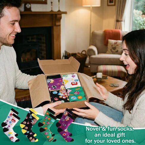 8 Pairs Bingo Socks for Women Men Funny Bingo Gifts for Game Lovers Novelty Crew Cotton Socks for Mom Dad Friends Families Coworkers in Kuwait