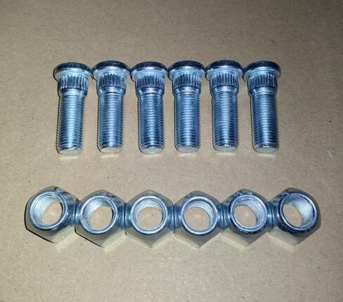6pcs Class 12.9 Serrated Wheel Stud 1/2-20 Thread, 0.56"(14.3mm) Knurl 1.5"(38mm) Length Under Head with Lug Nuts for Some Cars Boating Trailer in Saudi Arabia