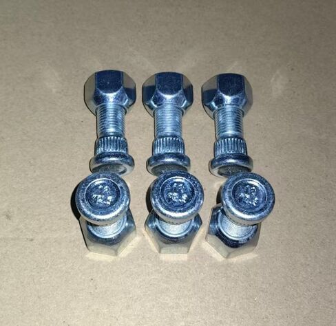 6pcs Class 12.9 Serrated Wheel Stud 1/2-20 Thread, 0.56"(14.3mm) Knurl 1.5"(38mm) Length Under Head with Lug Nuts for Some Cars Boating Trailer in Saudi Arabia