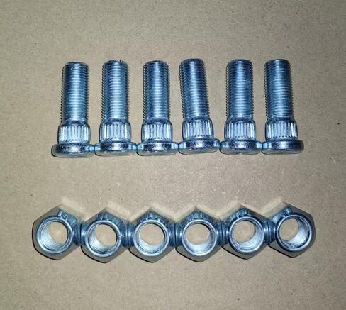 6pcs Class 12.9 Serrated Wheel Stud 1/2-20 Thread, 0.56"(14.3mm) Knurl 1.5"(38mm) Length Under Head with Lug Nuts for Some Cars Boating Trailer in Saudi Arabia