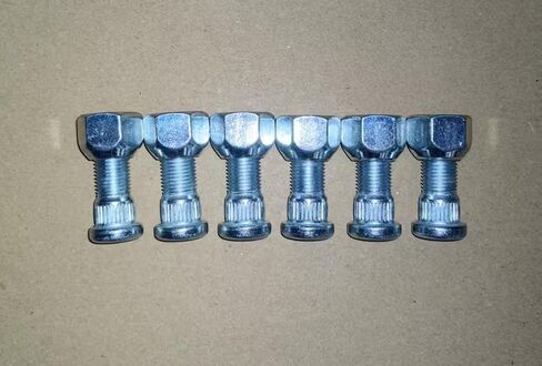 6pcs Class 12.9 Serrated Wheel Stud 1/2-20 Thread, 0.56"(14.3mm) Knurl 1.5"(38mm) Length Under Head with Lug Nuts for Some Cars Boating Trailer in Saudi Arabia