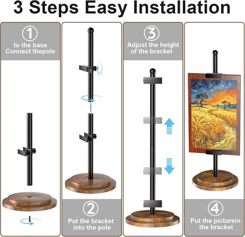 حامل حامل سطح الطاولة قابل للتعديل من WGFKVAS، حامل صور لعرض ما يصل إلى 31 بوصة ارتفاع، حامل صور للعرض، حامل أسود، حامل إطار الصورة، حامل فني قابل للتعديل in Kuwait