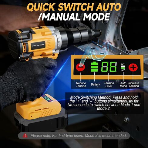 Cordless Rivet Nut Gun for De-walt 20V Battery, Electric Rivet Nut Tool Brushless Motor with 3 Sizes Rivet Nuts(1/4", 5/16", 3/8"), 2 Variable Speed, Auto & Manual Mode, Rivet Gun for DIY, Car Repair in Saudi Arabia