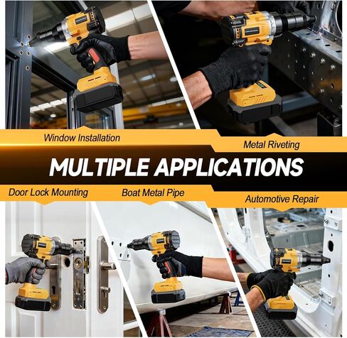 Cordless Rivet Nut Gun for De-walt 20V Battery, Electric Rivet Nut Tool Brushless Motor with 3 Sizes Rivet Nuts(1/4", 5/16", 3/8"), 2 Variable Speed, Auto & Manual Mode, Rivet Gun for DIY, Car Repair in Saudi Arabia
