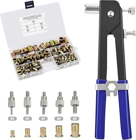 Cordless Rivet Nut Gun for De-walt 20V Battery, Electric Rivet Nut Tool Brushless Motor with 3 Sizes Rivet Nuts(1/4", 5/16", 3/8"), 2 Variable Speed, Auto & Manual Mode, Rivet Gun for DIY, Car Repair in Saudi Arabia