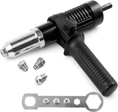 Car Pop Rivet Gun Adapter Kit, Vehicle Electric Power Rivet Drill Attachment with 2.4mm/3.2mm/4.0mm/4.8mm 4 Rivets Heads, Auto Cordless Power Drill Adaptor Kit, Universal Fit in Saudi Arabia