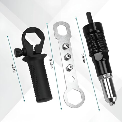 Car Pop Rivet Gun Adapter Kit, Vehicle Electric Power Rivet Drill Attachment with 2.4mm/3.2mm/4.0mm/4.8mm 4 Rivets Heads, Auto Cordless Power Drill Adaptor Kit, Universal Fit in Saudi Arabia