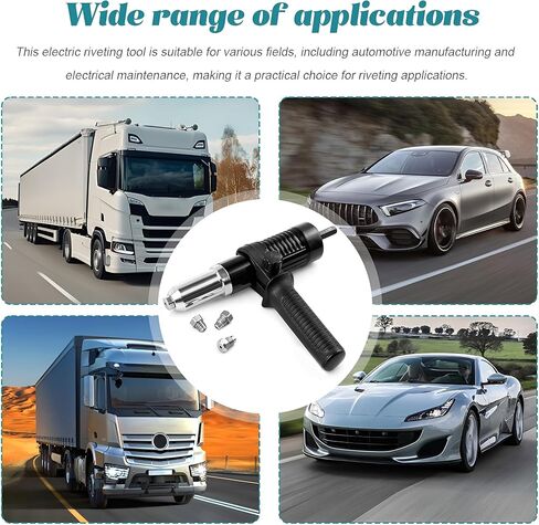Car Pop Rivet Gun Adapter Kit, Vehicle Electric Power Rivet Drill Attachment with 2.4mm/3.2mm/4.0mm/4.8mm 4 Rivets Heads, Auto Cordless Power Drill Adaptor Kit, Universal Fit in Saudi Arabia