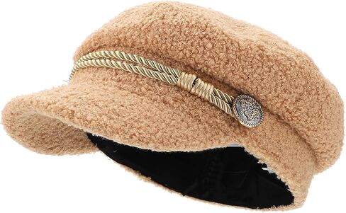 Octagonal Cap Women’s Lambwool Warm Beret Autumn Winter Solid Color Outdoor Decorative Stylish Hat Beige in Saudi Arabia