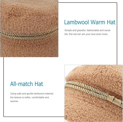 Octagonal Cap Women’s Lambwool Warm Beret Autumn Winter Solid Color Outdoor Decorative Stylish Hat Beige in Saudi Arabia