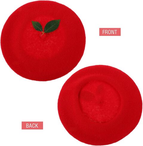 Strawberry Beret Hat Women’s Beanie Cap Red Knitted Party Beret Decorative Berry-Themed Performing Hat for Female Artists in Saudi Arabia