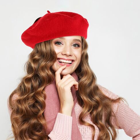 Strawberry Beret Hat Women’s Beanie Cap Red Knitted Party Beret Decorative Berry-Themed Performing Hat for Female Artists in Saudi Arabia