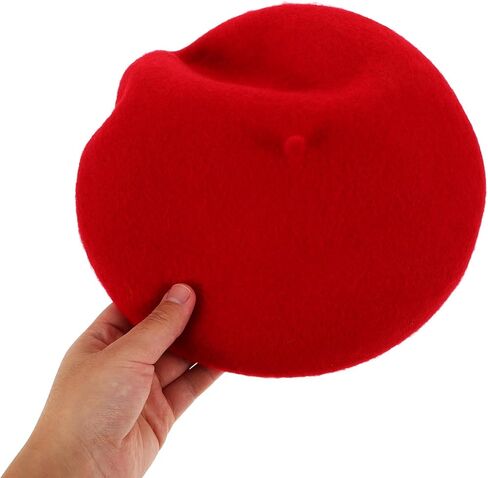 Christmas Red Wool Beret Cap for Women with Bowknot, Warm Knit Mushroom Beret Hat, Fashionable Holiday Painter Style and Adults in Saudi Arabia