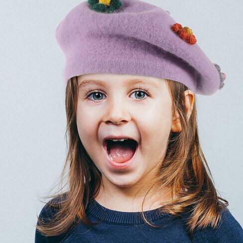 LIFKOME Woolen Beret Hat for Warm Flower Painter Beanie Autumn Winter ’s Wool Cap Purple in Saudi Arabia
