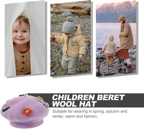 LIFKOME Woolen Beret Hat for Warm Flower Painter Beanie Autumn Winter ’s Wool Cap Purple in Saudi Arabia