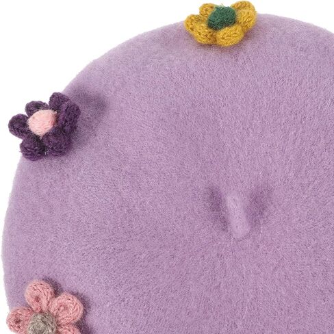 LIFKOME Woolen Beret Hat for Warm Flower Painter Beanie Autumn Winter ’s Wool Cap Purple in Saudi Arabia