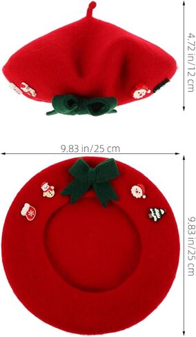 VALICLUD عيد الميلاد قبعة للنساء ورأى الصوف الفنان قبعة مع Bowknot الأحمر شتاء دافئ قبعة قبعة عطلة الإكسسوارات للسيدات in Kuwait