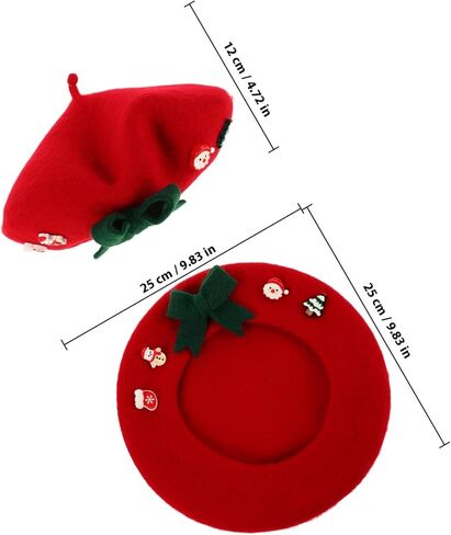 LIFKOME Christmas Red Wool Beret Hat with Bowknot for Women, Plush Winter Warm Artist Cap, Fashionable Holiday Accessory in Saudi Arabia