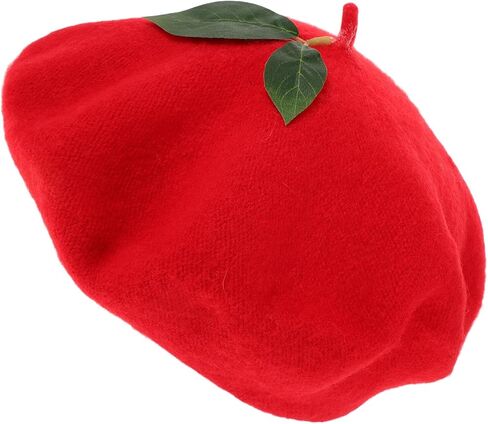 Strawberry Themed Beret Hat Women’s Red Knitted Beanie Cap Decorative Performance Party Headwear in Saudi Arabia