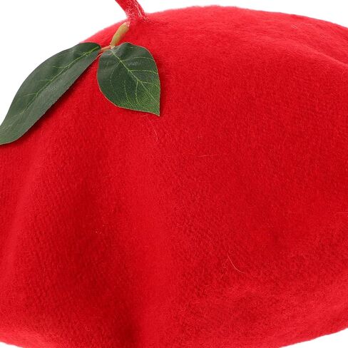 Strawberry Themed Beret Hat Women’s Red Knitted Beanie Cap Decorative Performance Party Headwear in Saudi Arabia