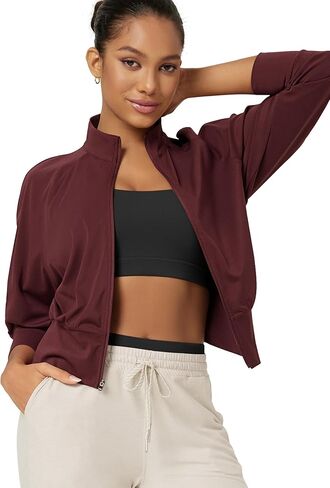 ODODOS Women's Full Zip Workout Jacket Cloud Feeling Stand Collar Long Sleeve Lightweight Athletic Yoga Tops in Saudi Arabia