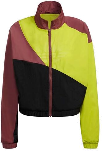 adidas Originals Womens Adicolor Colorblock Track Jacket, Black/Shock Slime/Burgundy, X-Large in Kuwait