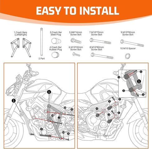 Motorcycle Side Frame Engine Bumper Guard Crash Bar Compatible with MT-09 FZ-09 Tracer/XSR 900 2017-2020 in Saudi Arabia
