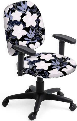 Polyester Office Chair Cover Set 2pcs Leaves and Flowers Chair Covers Plant Floral Stretchable Chairs Slipcover for Universal Desk Rotating Computer Chairs Office Gifts in Saudi Arabia