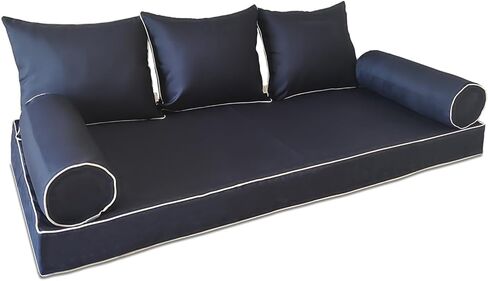 Outdoor Twin Mattress Cover - 6 in1 Set - Swing Daybed Cushion Water-Resistant Replacement Slipcover - UV Resistant & Fade Proof Fabric (Navy Blue) in Saudi Arabia