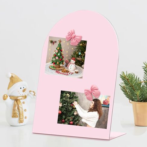 2 Pcs Pink Magnetic Bulletin Board for Tabletops 11x8 Inch Memo Board with 2 Magnetic Pen Holder 8 Bow Magnets Metal Memo Display Board for Office School Kitchen Table in Saudi Arabia