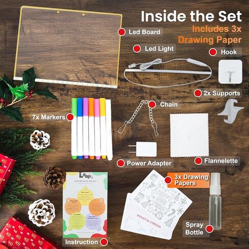 Led Drawing Board,13 Light Effects, Include Adapter, Drawing Paper, Glow Doodle LED Note Board with Colors, Neon Light Up Drawing Tablet, Gifts for Kids, Easter Gifts for Girls, Birthday Gift Ideas in Saudi Arabia