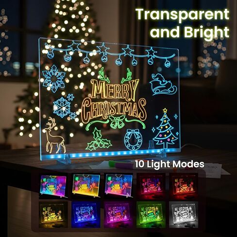 Led Drawing Board,13 Light Effects, Include Adapter, Drawing Paper, Glow Doodle LED Note Board with Colors, Neon Light Up Drawing Tablet, Gifts for Kids, Easter Gifts for Girls, Birthday Gift Ideas in Saudi Arabia