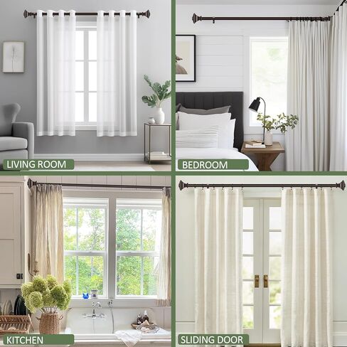 قضبان ستائر برونزية من BRIOFOX للنوافذ من 48 إلى 84 بوصة، شديدة التحمل قابلة للتعديل بطول 1 بوصة، قضبان ستائر نافذة بقطر 1 بوصة للأماكن الداخلية والخارجية مع نهايات مربعة كلاسيكية in Kuwait