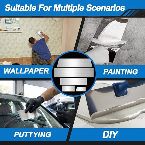Outus 5 Pcs Auto Body Filler Tool Set, Multi-Size Steel Spreader and Smoother Kit for Car DIY Projects, Dent Repair, Wallpaper, Insulation Board, Paint Scraper, Filling Blade, Surface Smoothing Tools in Saudi Arabia